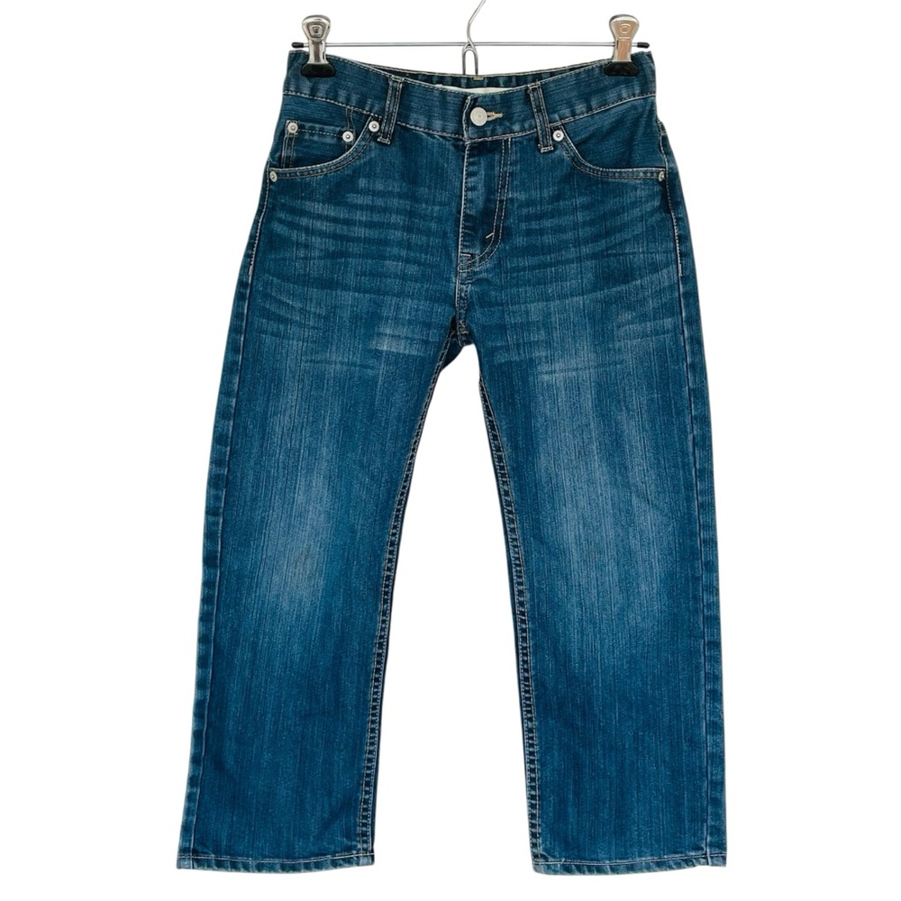 Levis 505 Denim Straight Leg Boys Sz 8 Husky 28x21 Medium Wash Adjustable Waist